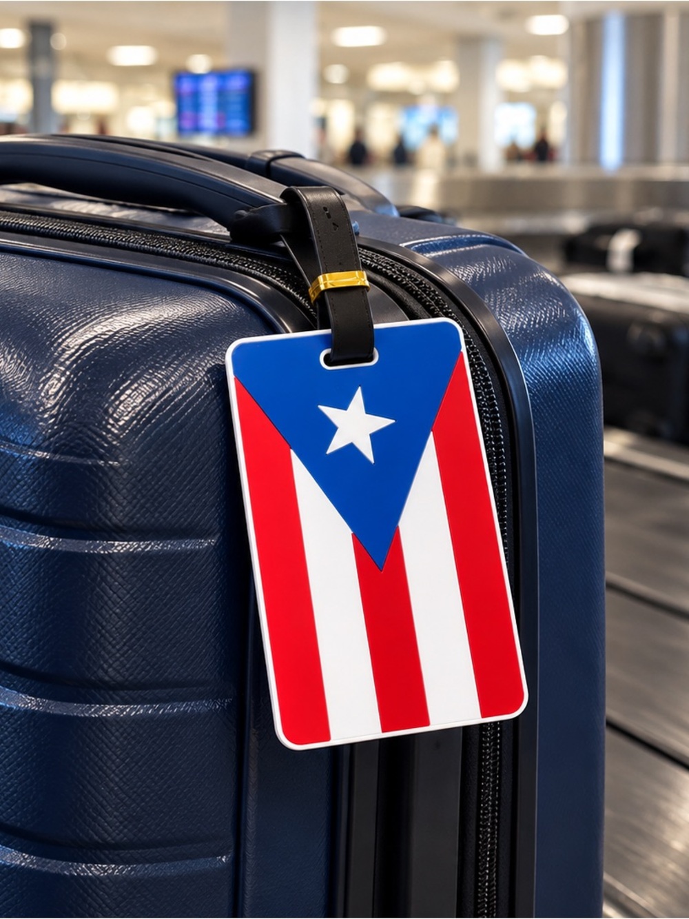 Source Unknown Black Luggage ID Tag with Clear Insert Puerto Rico flag